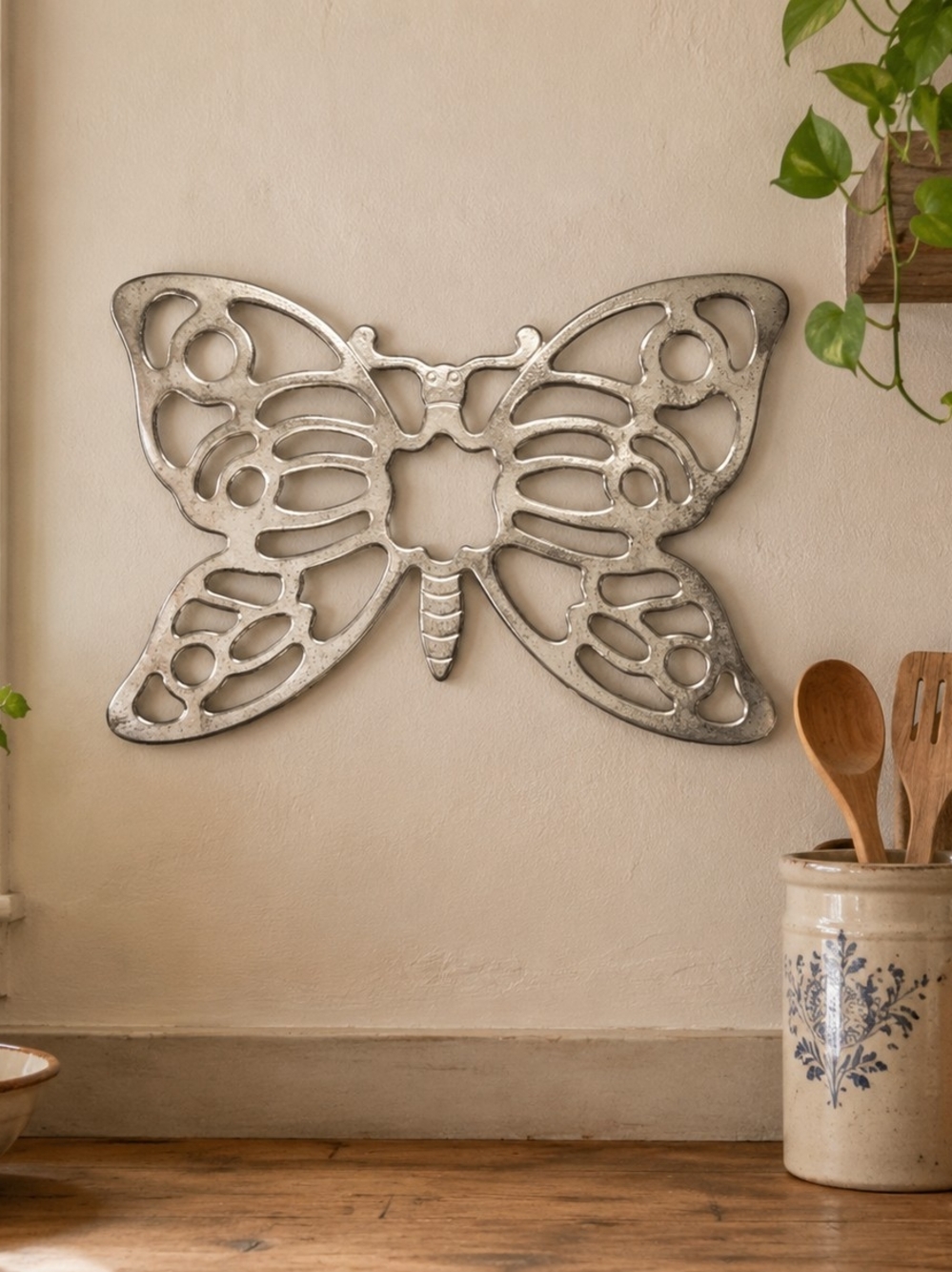 Vintage Leonard Silverplate Italy Butterfly Trivet